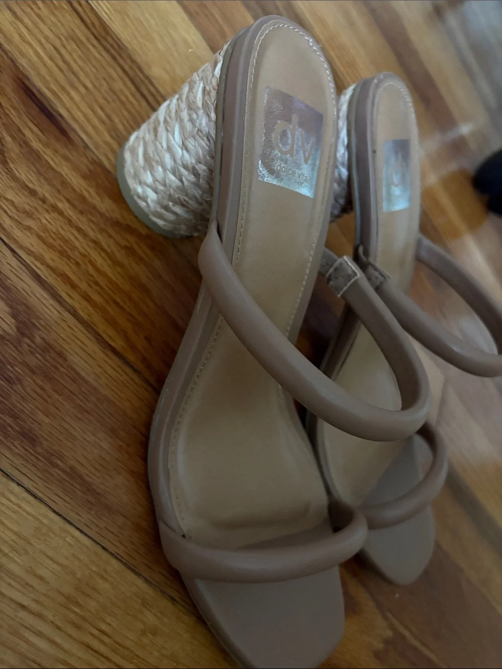 DV by Dolce Vita Neutral Taupe Double-Strap Wedge Sandals
